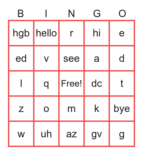 Week of Welcome Bingo Card