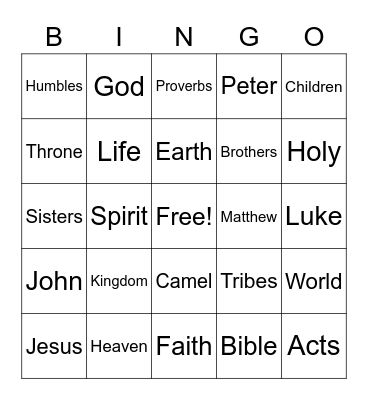 Sermon Bingo Card