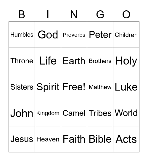 Sermon Bingo Card