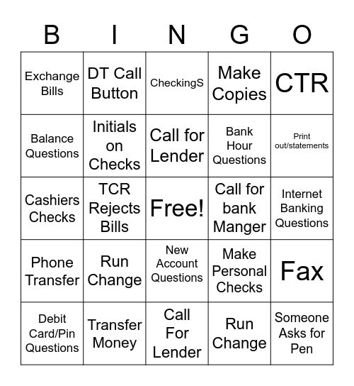 Friday Bingo Card