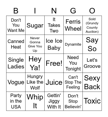 Double M Music Party Bingo Card