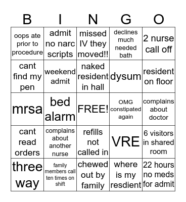 Day in the LIfe Bingo Card