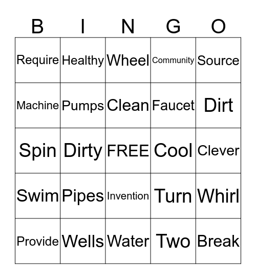 Unit 3  Water  Everywhere (2nd Grade) Bingo Card