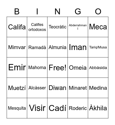 Islam i Al-Andalus Bingo Card