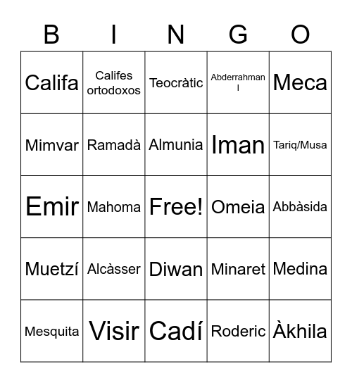 Islam i Al-Andalus Bingo Card