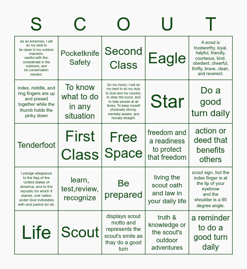 Scout Bingo :) Bingo Card