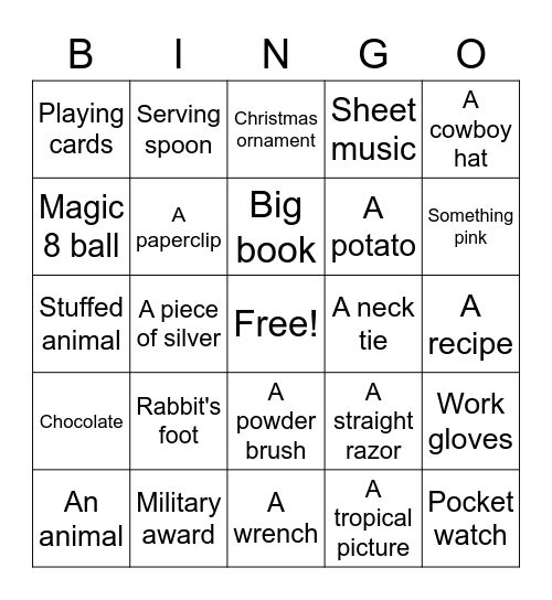 Scavenger Hunt Bingo Card
