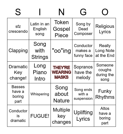 SING-O BINGO Card