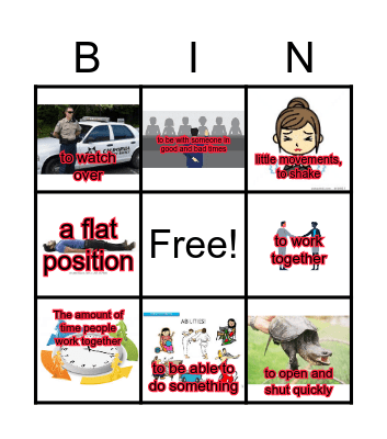 Aero And Officer Mike- Vocabulary Bingo Card