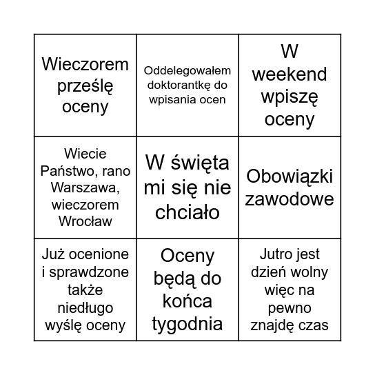 Piotr Karlik Bingo Card