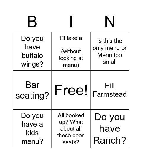 Untitled Bingo Card