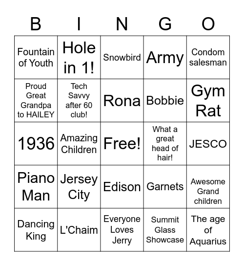 Jerry's Birthday Bingo! Bingo Card