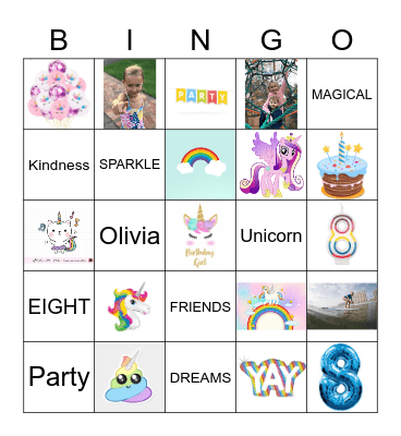 UNICORN BIRTHDAY Bingo Card