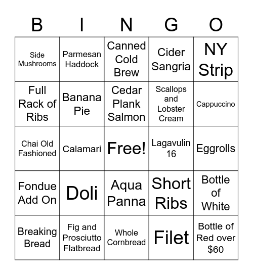 BINGO Card