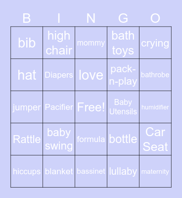 Baby shower bingo Card