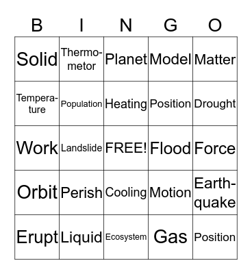 Set 1 Bingo Card