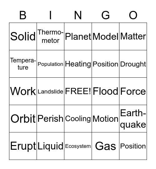 Set 1 Bingo Card