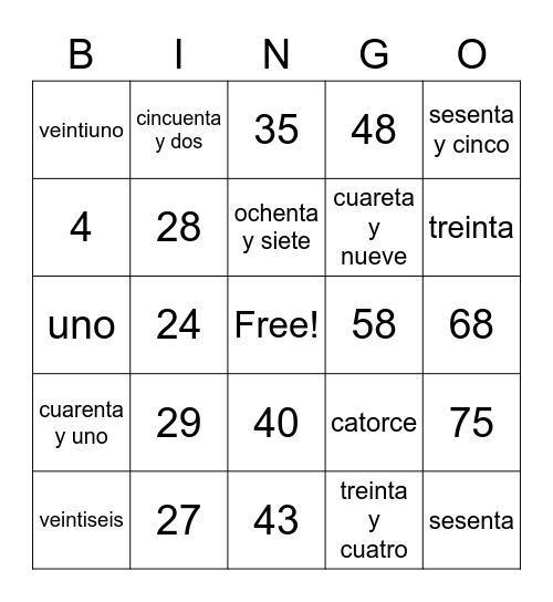 Number Bingo 1-100 Bingo Card
