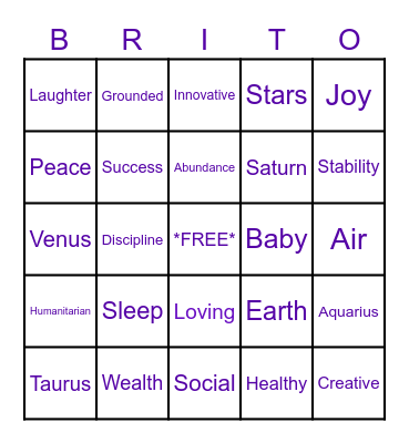 *Shelby's *Stellar* Sprinkle* Bingo Card