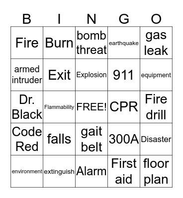 Safety Bingo  Bingo Card