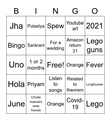Pulastya's bingo card Bingo Card