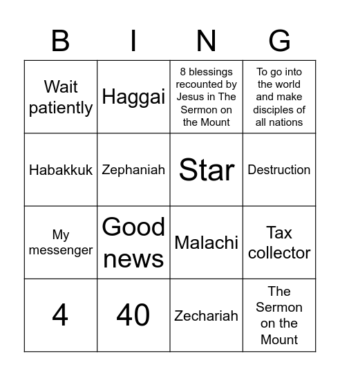 Nahum -> Matthew Bingo Card