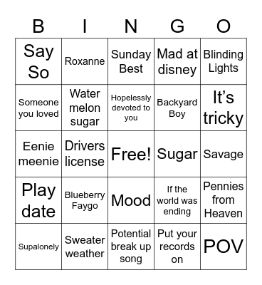 TIK TOK HITS! Bingo Card