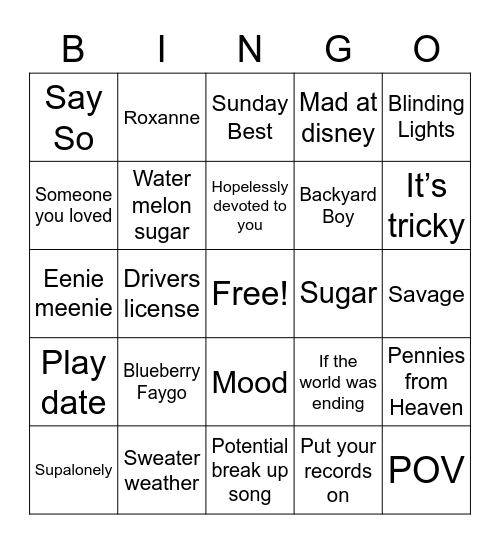 TIK TOK HITS! Bingo Card
