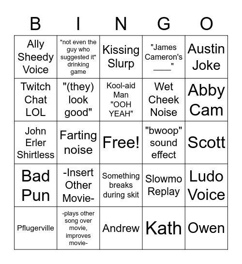 Master Pancake Theater Bingo Card