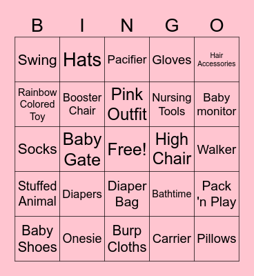 Laura's Baby Shower Bingo Card