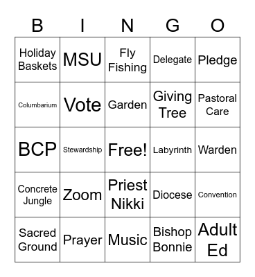 St. Michael's Bingo Card