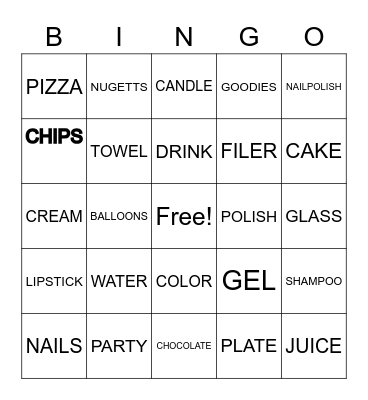 B'DAY SPA BINGO Card