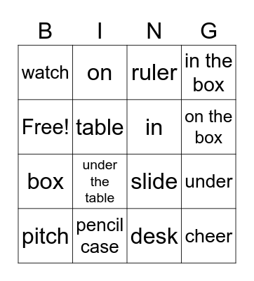Unit 4 Bingo Card