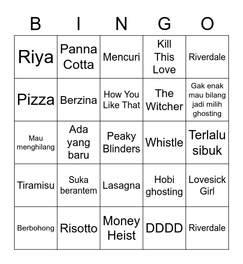 Board Nangni Bingo Card