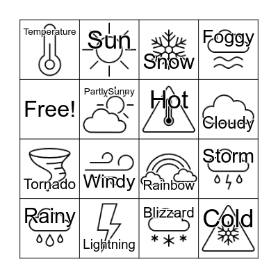 Weather Bingo Card