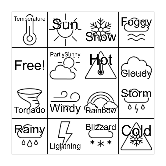 Weather Bingo Card