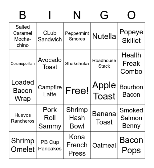 TP Bingo Card