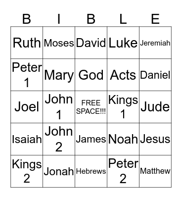 Bible Bingo Card