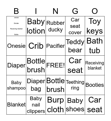 Baby Shower  Bingo Card