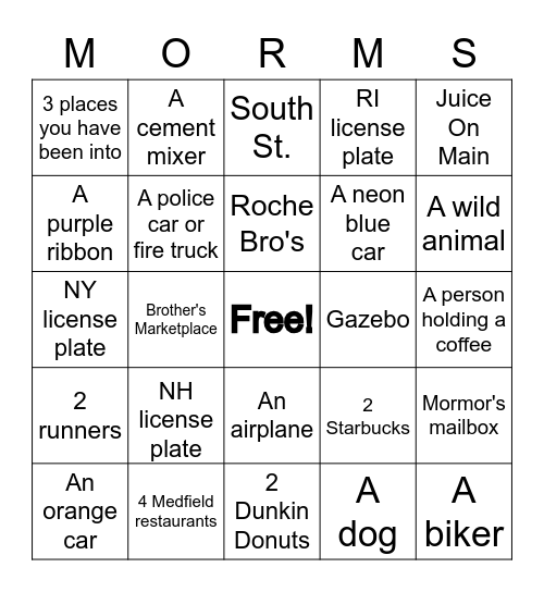 Trip to Mormor's Bingo! Bingo Card