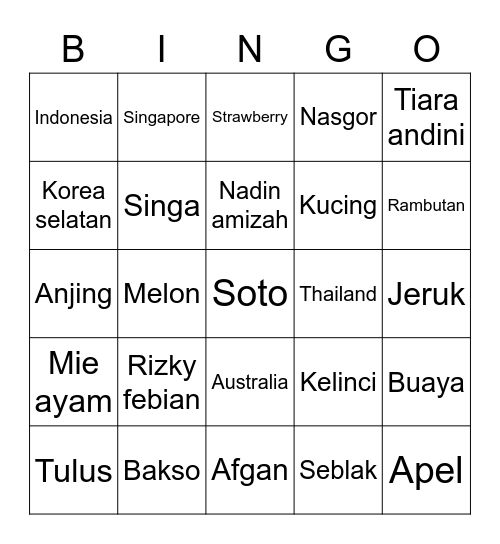 Shavera Bingo Card