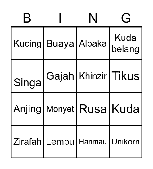 Bukan Zahin Bingo Card