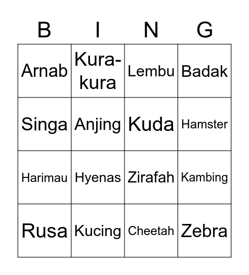 Izzat Bingo Card