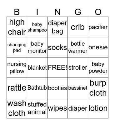 BABY BINGO Card