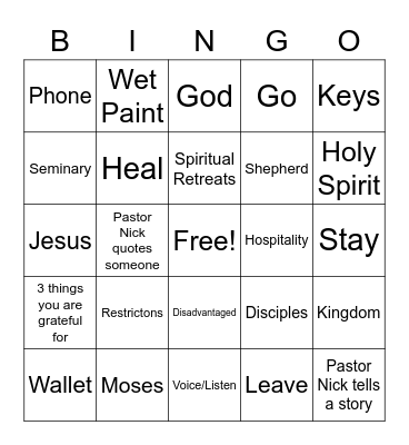 January 17 Sermon Bingo - Called to Change Bingo Card