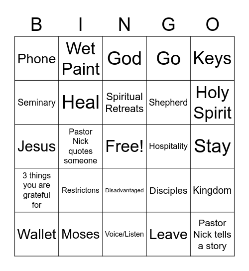 January 17 Sermon Bingo - Called to Change Bingo Card
