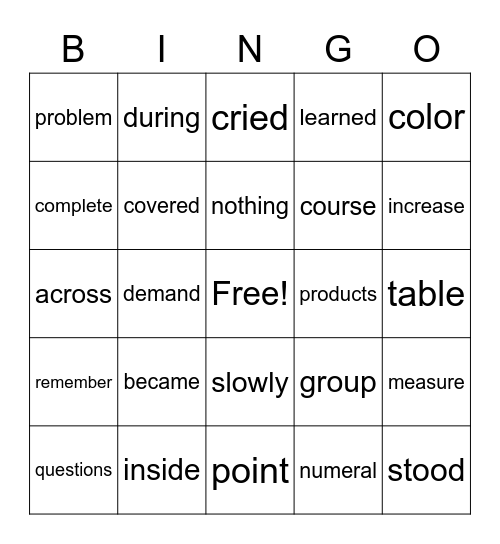 Week of Jan 25-29, 2021 Bingo Card