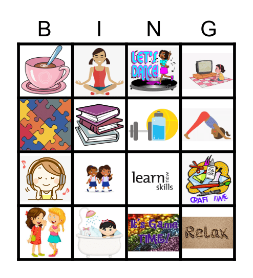 Me Time Bingo Card
