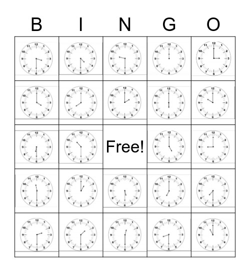 Telling Time Bingo! Bingo Card