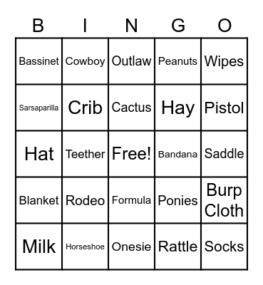 Western Baby Bingo Card